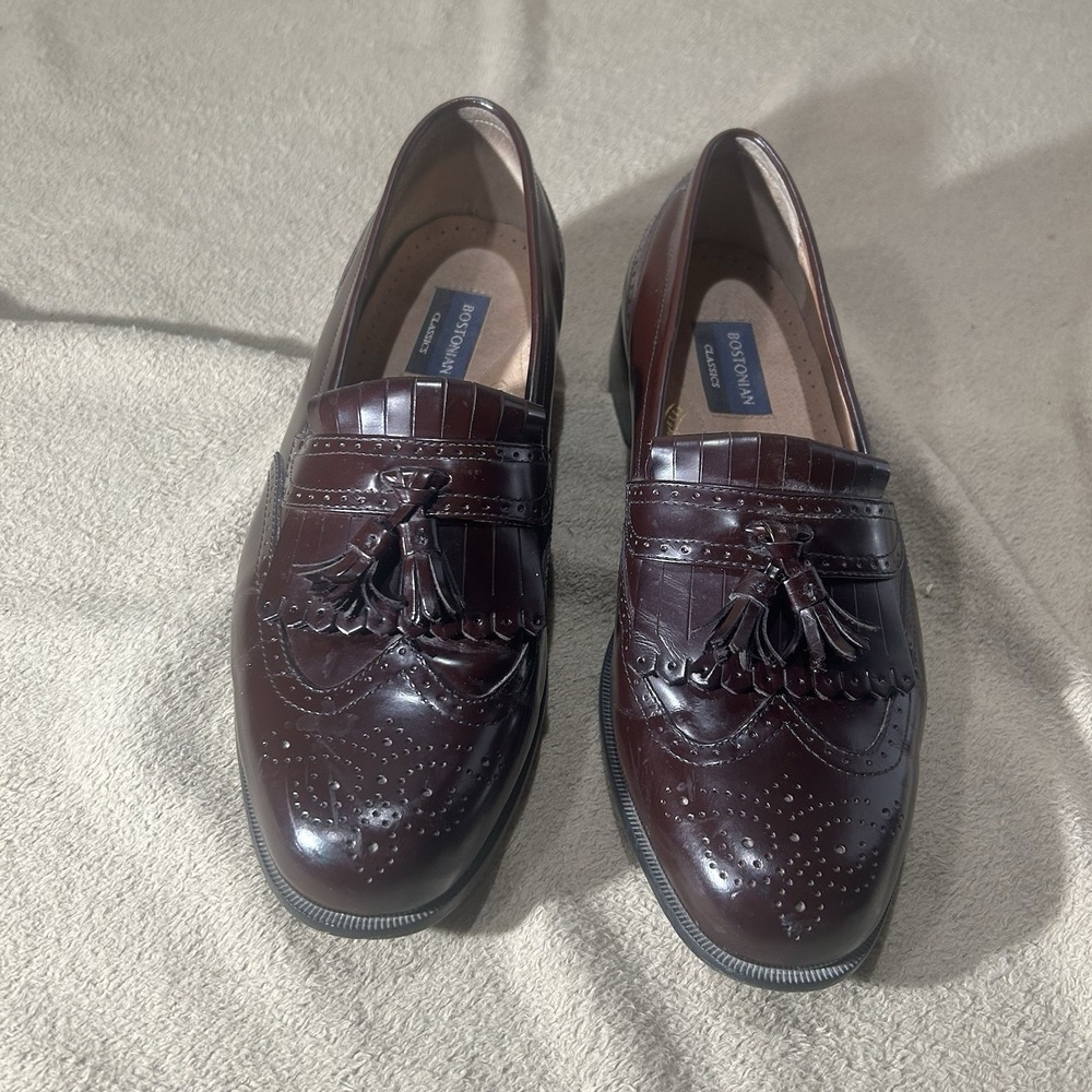 Bostonian Classics Mens 11M Burgundy Leather Kiltie Tassel Loafer Dress Shoes